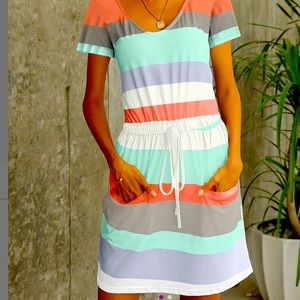 Stripe, short sleeve w/ pockets Dress